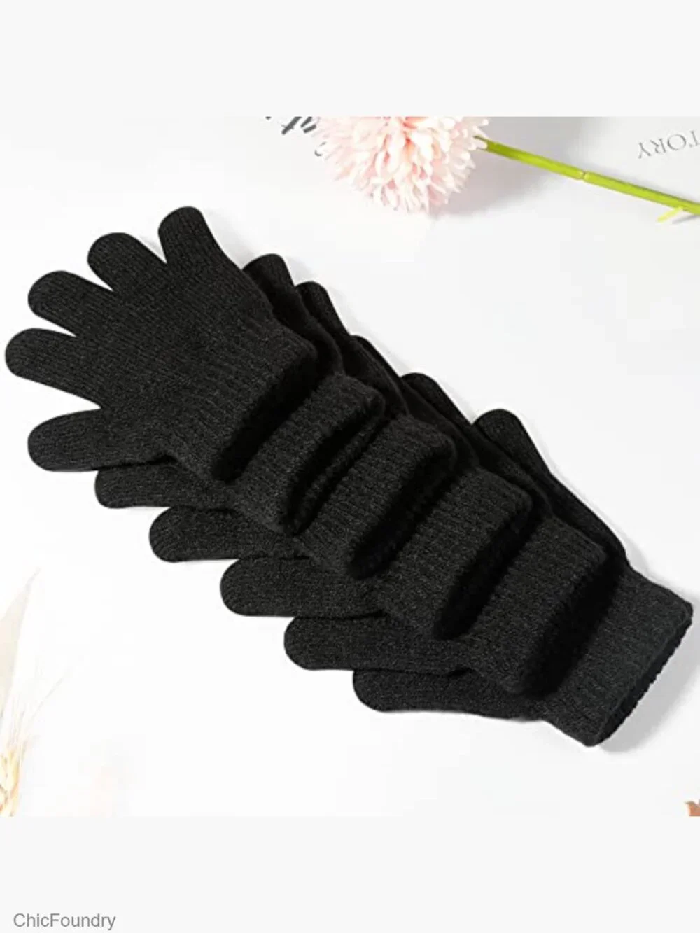 6 Pairs Stretchy Knit Gloves for Toddlers Kids Winter Warm